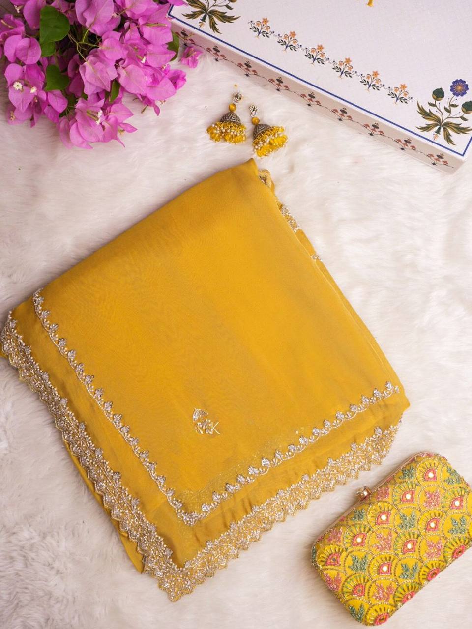 Attractive Tubby Silk Fabric Thread And Sequence With Fancy Lace Work Saree