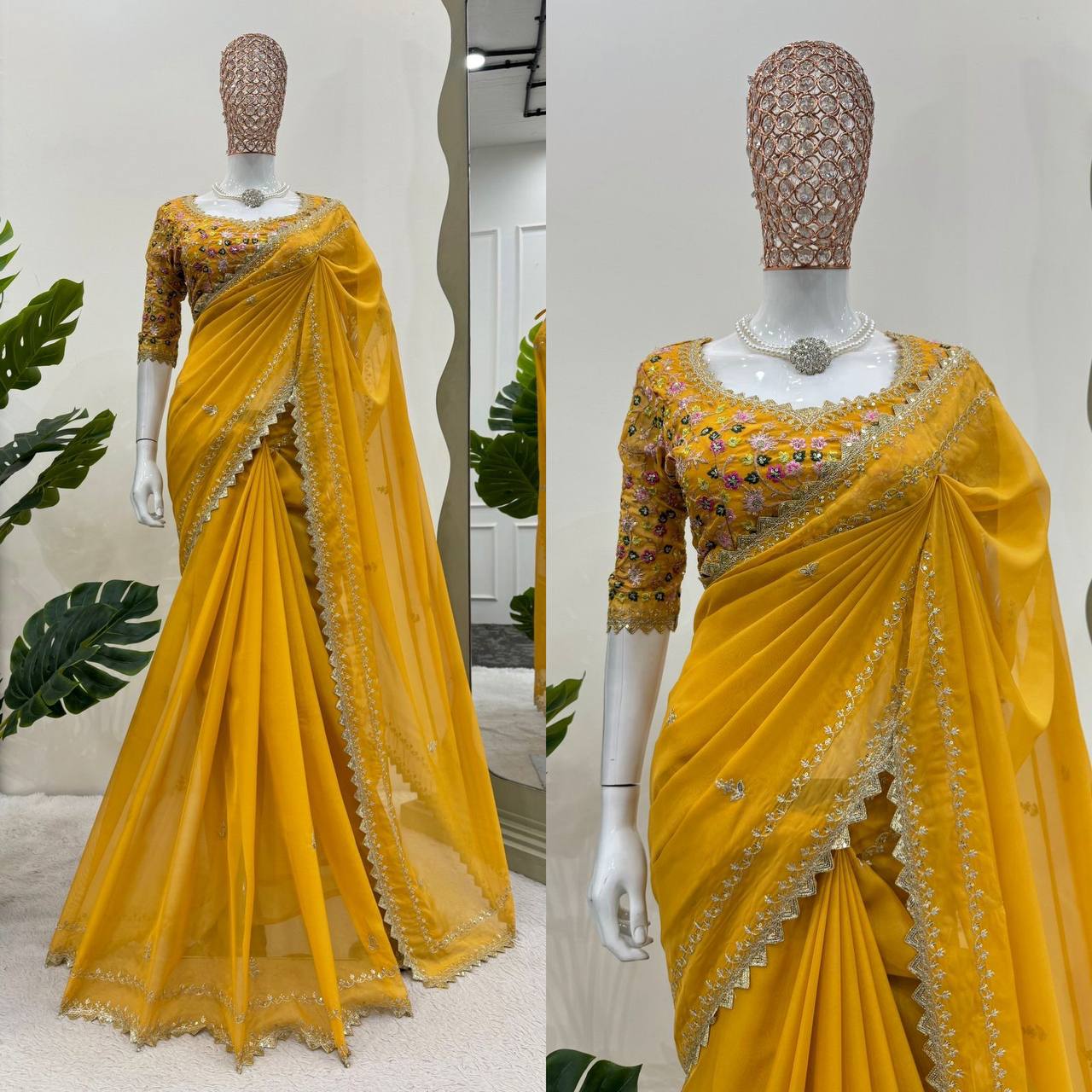 Attractive Tubby Silk Fabric Thread And Sequence With Fancy Lace Work Saree