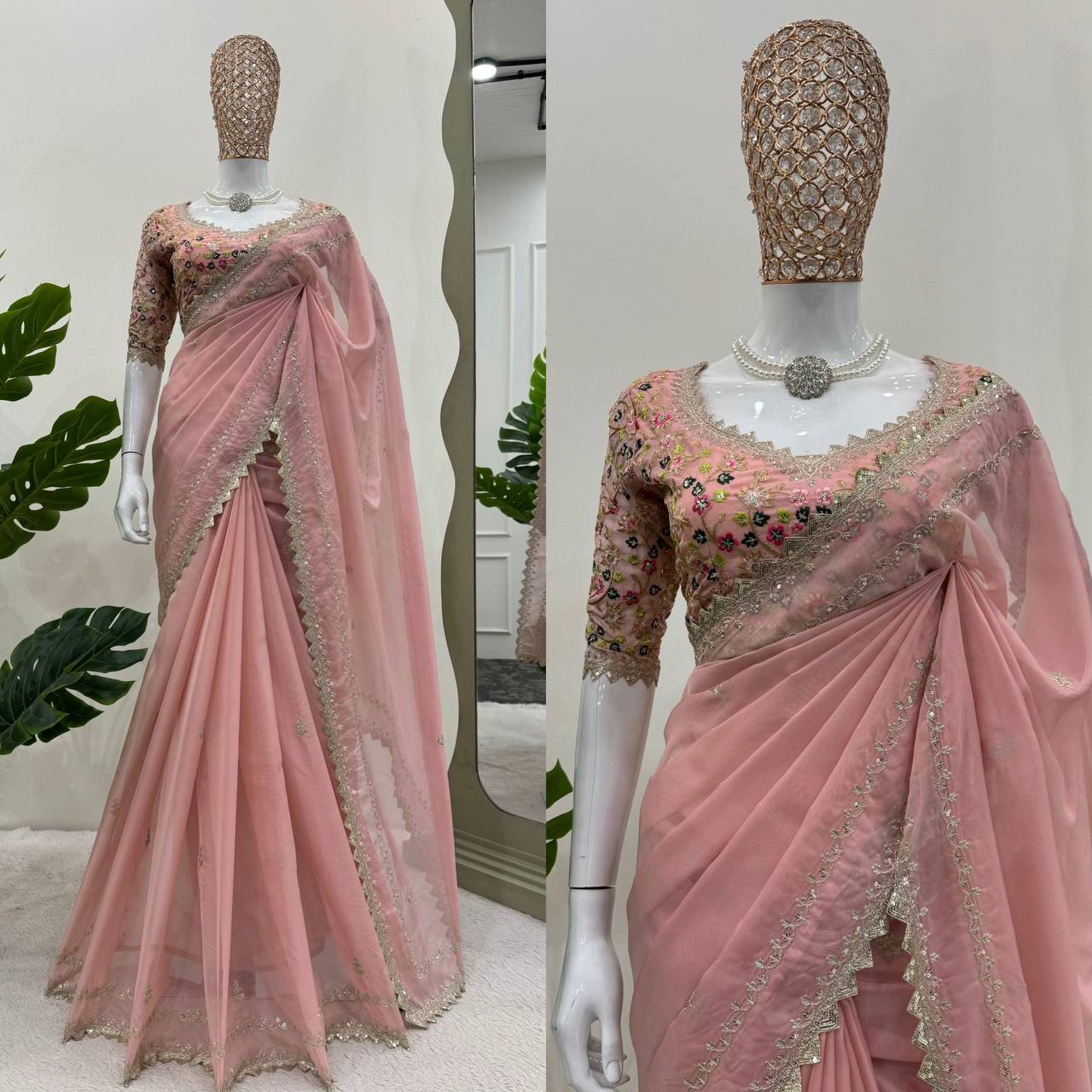 Attractive Tubby Silk Fabric Thread And Sequence With Fancy Lace Work Saree