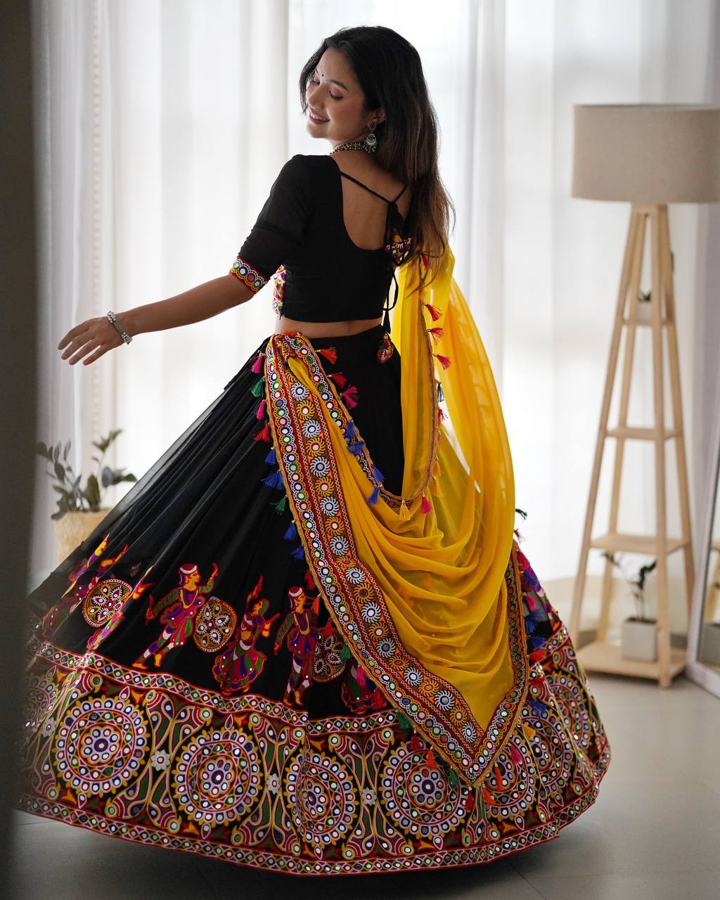 Navratri Special Black Colour Georgette Fabric Embroidery Work Lehenga Choli