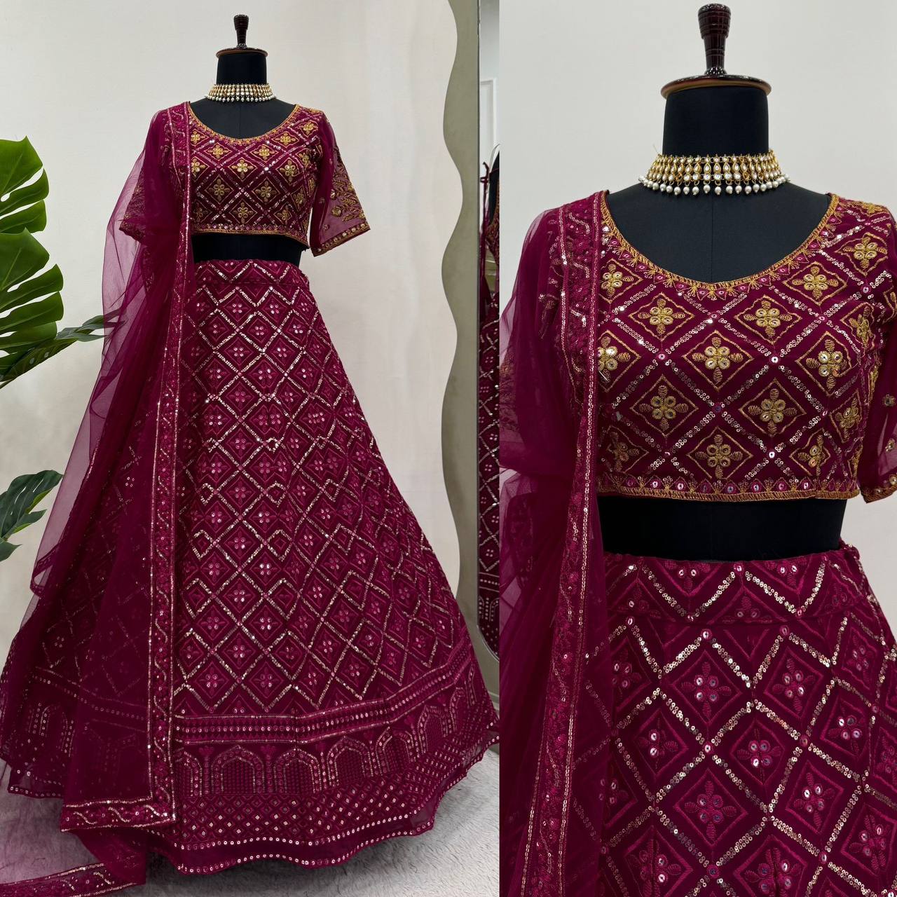 Wedding Wear Georgette Fabric Thread Work Lehenga Choli With Dupatta