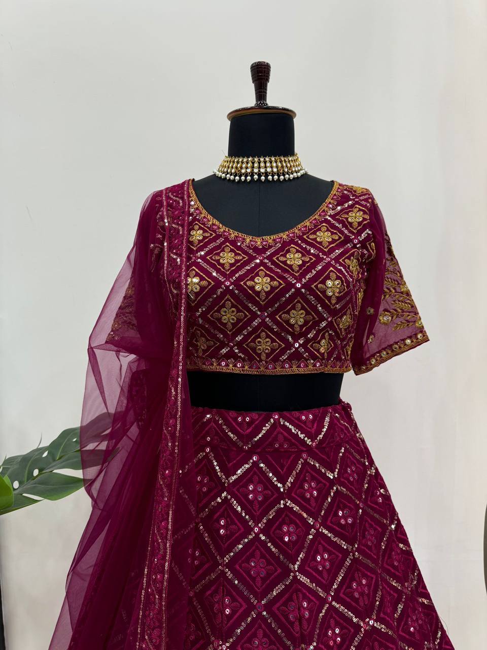 Wedding Wear Georgette Fabric Thread Work Lehenga Choli With Dupatta