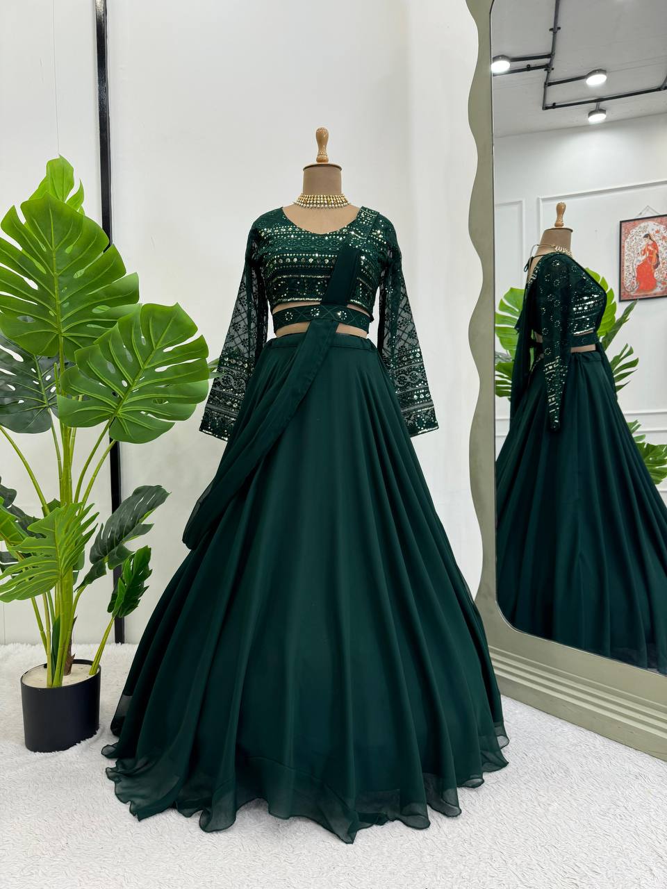 Designer Georgette Thread Work Lehenga Choli With Dupatta