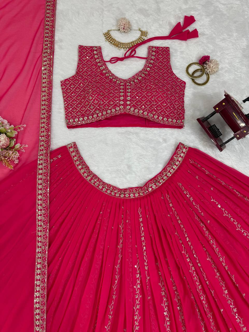 Amazing Georgette Thread And Sequences Work Lehenga Choli