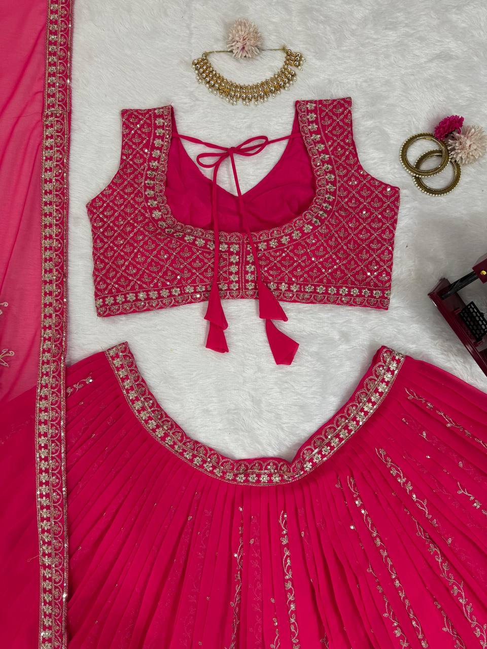 Amazing Georgette Thread And Sequences Work Lehenga Choli