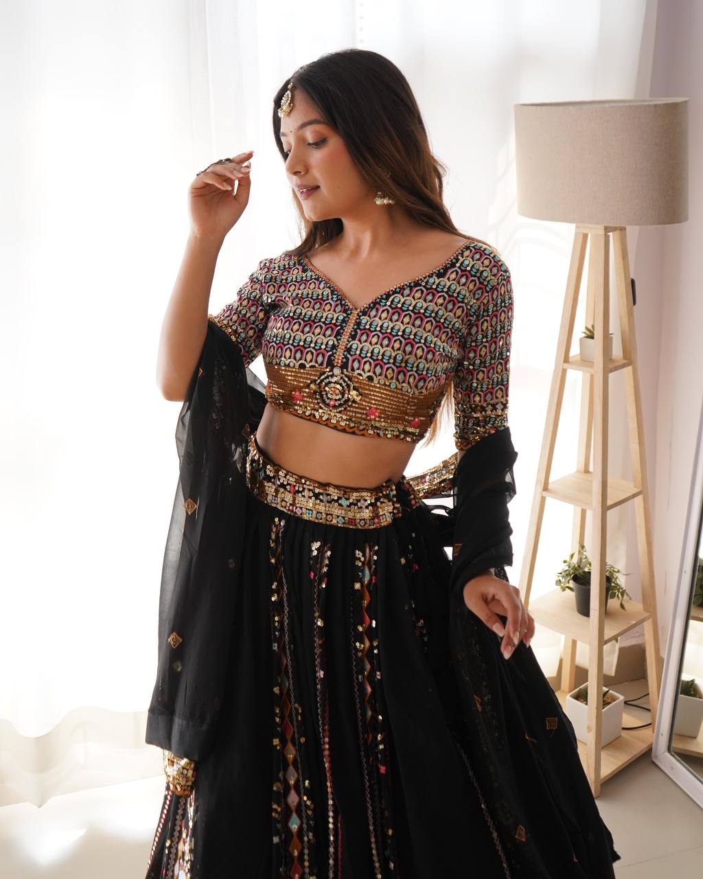 Demanding Black Colour Georgette Fabric Embroidery Work Lehenga Choli