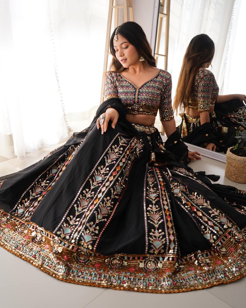 Demanding Black Colour Georgette Fabric Embroidery Work Lehenga Choli