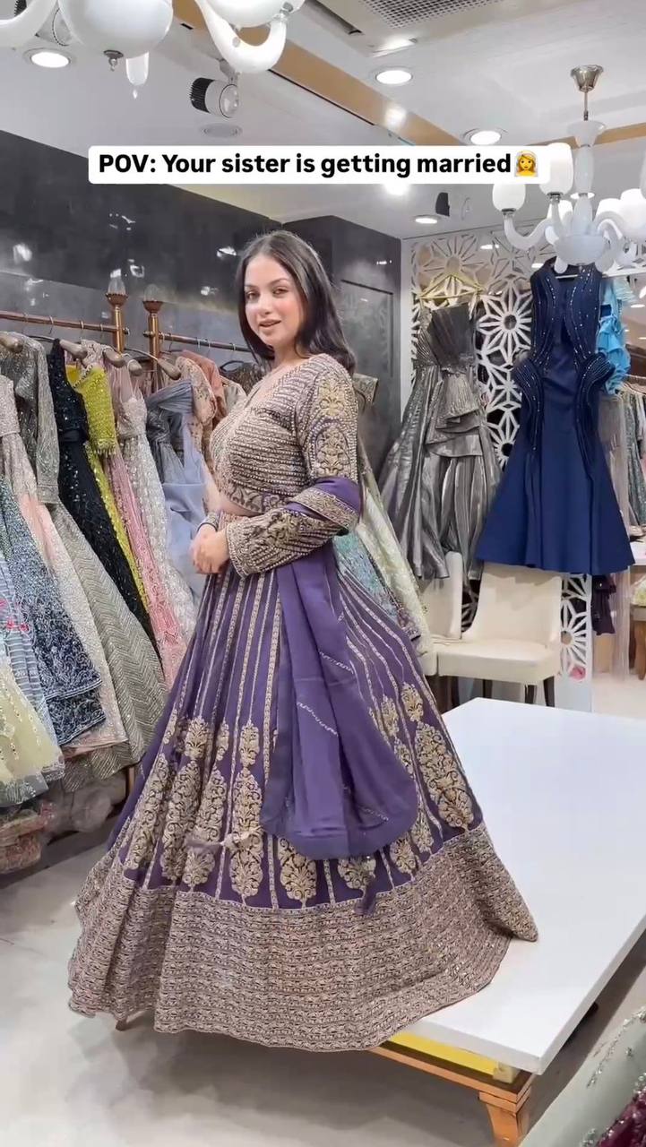 Fabulous Georgette Fabric Thread Work Lehenga Choli