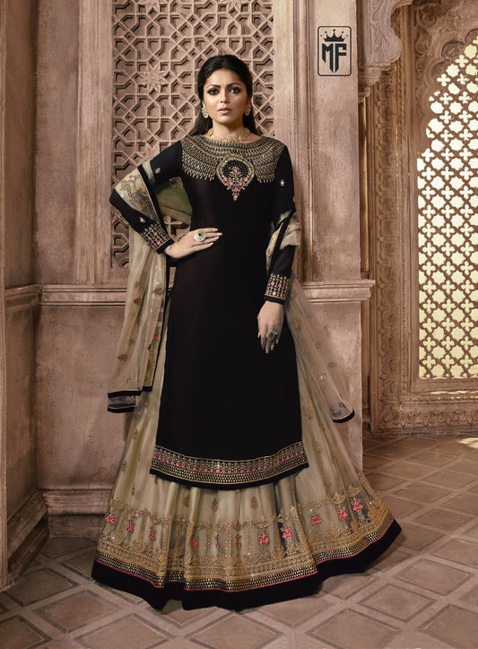 Wedding Wear Georgette Fabric Embroidery Ston Work Plazo Suit with Dupatta