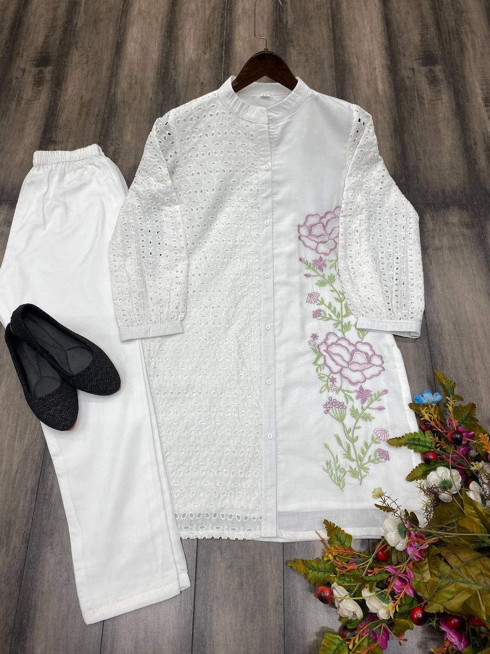 Pure Cotton Embroidered Cordset For Girls