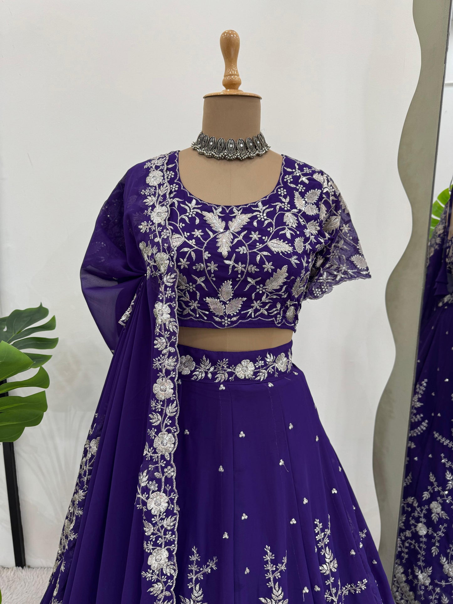 Wedding Wear Purple Embroidered Lehenga Choli