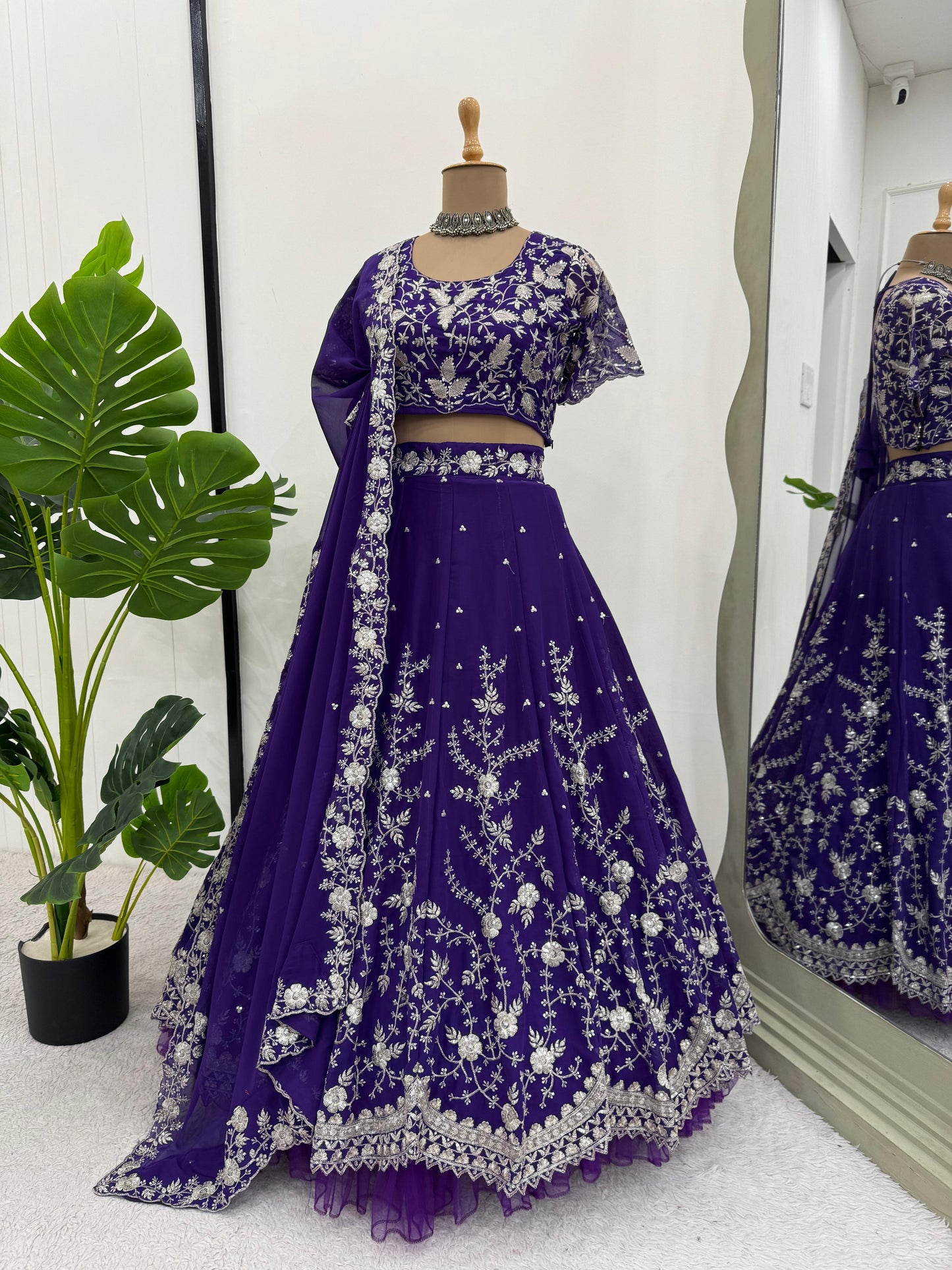 Wedding Wear Purple Embroidered Lehenga Choli