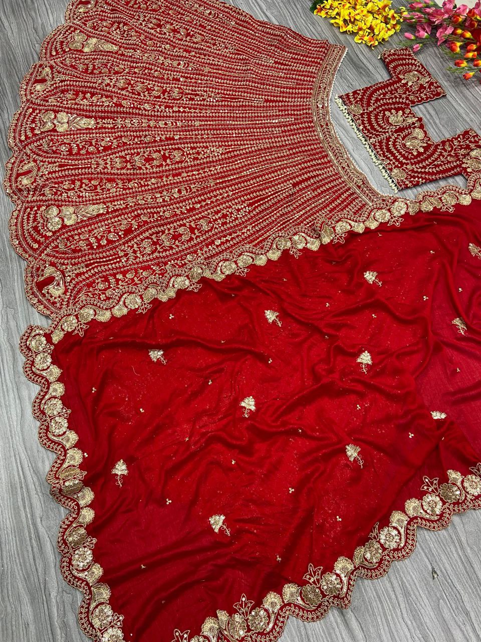 Wedding Wear Red Silk Heavy Embroidered Lehenga Choli