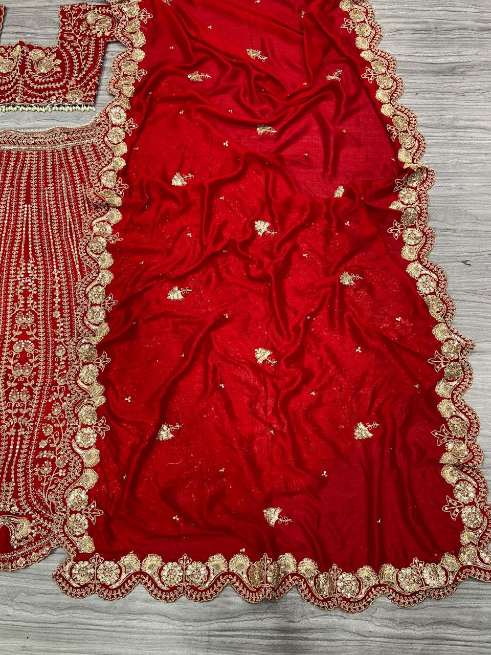 Wedding Wear Red Silk Heavy Embroidered Lehenga Choli