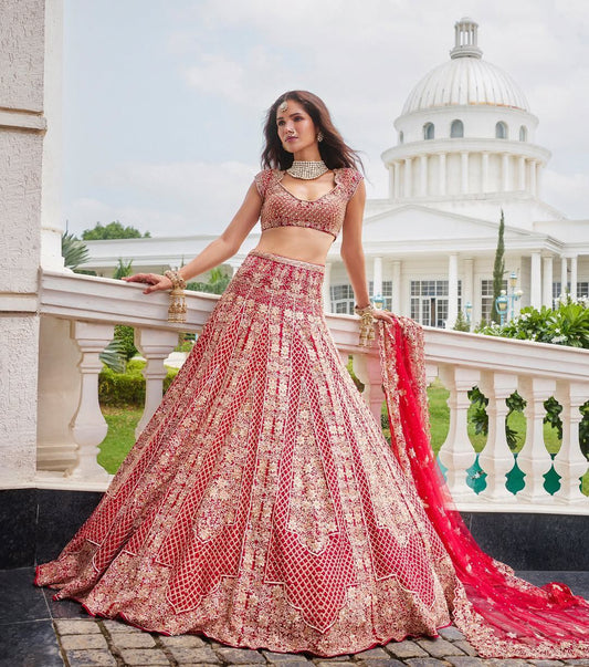 Wedding Wear Satin Silk Heavy Embroidered Lehenga Choli