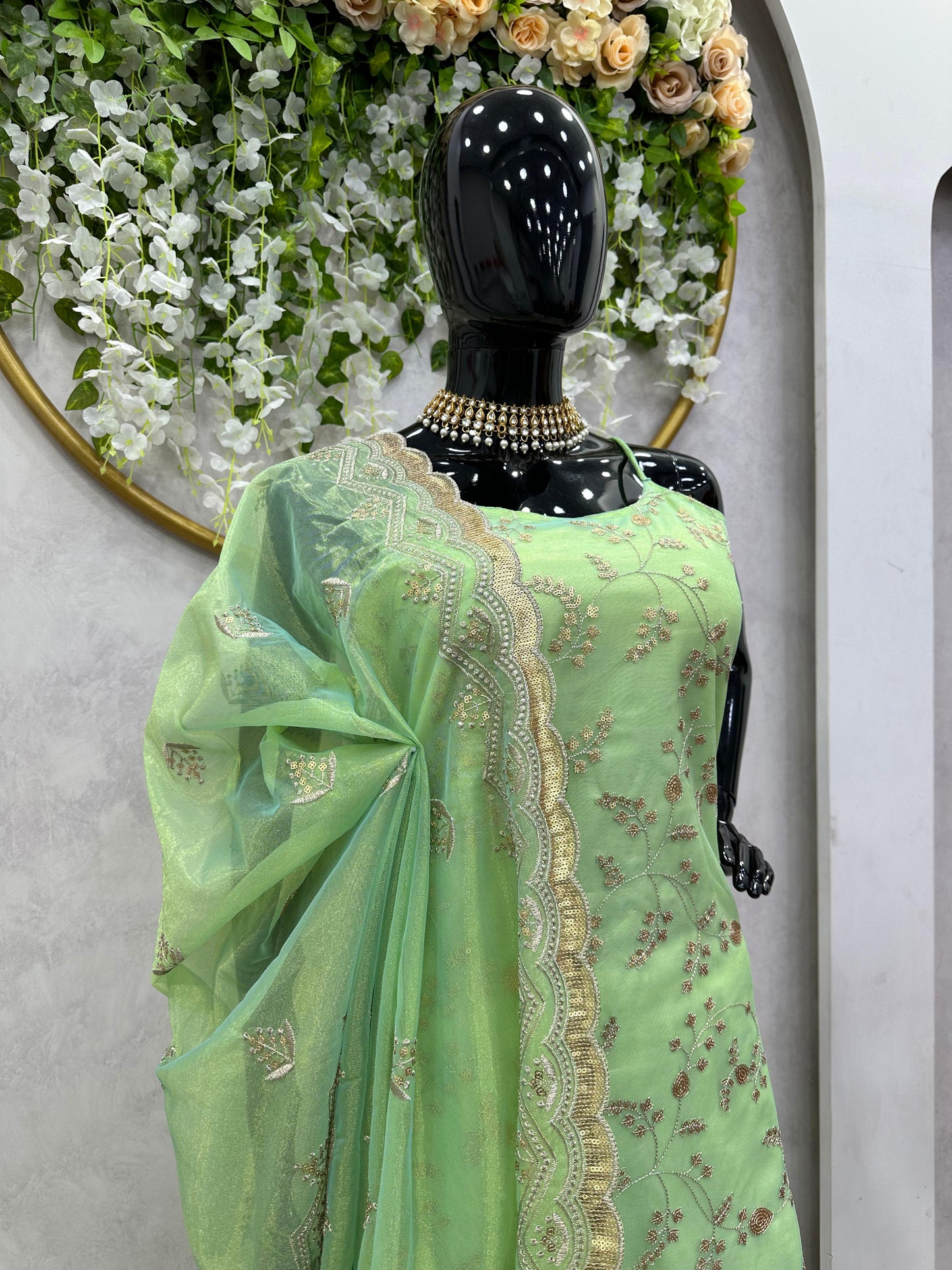 Party Wear Jimmi Silk Ready to Wear Salwar Plazo For Gals wear