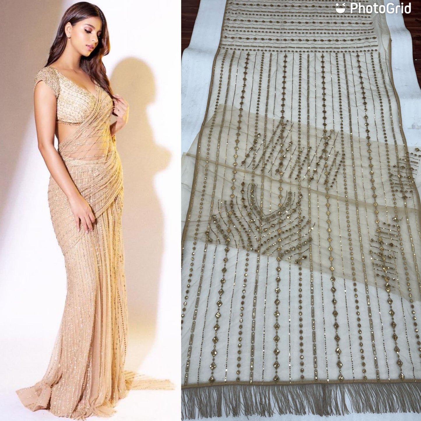 Suhana Wear Skin Color Sequence Work Net Saree