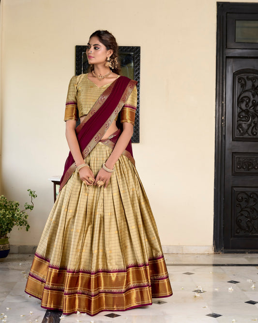 South Indian Style Cotton Silk Lehenga Choli