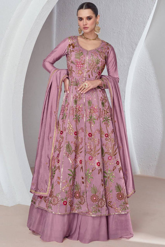 Wedding Wear Onion Color Silk Gown For Women Wear