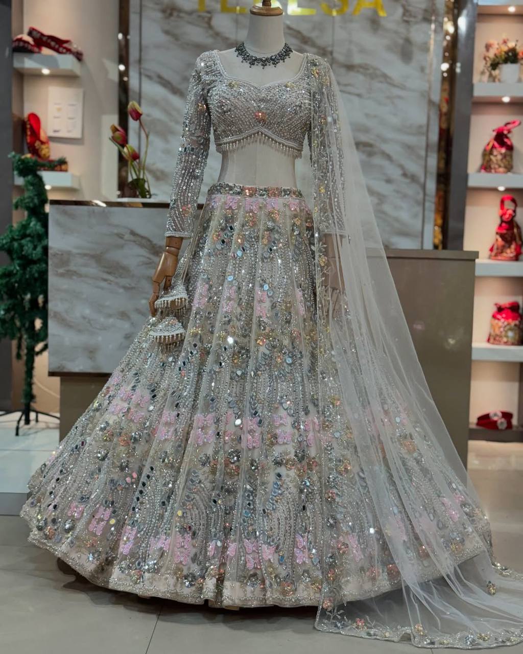 Wedding Wear Designer Soft Net Embroidered Lehenga Choli