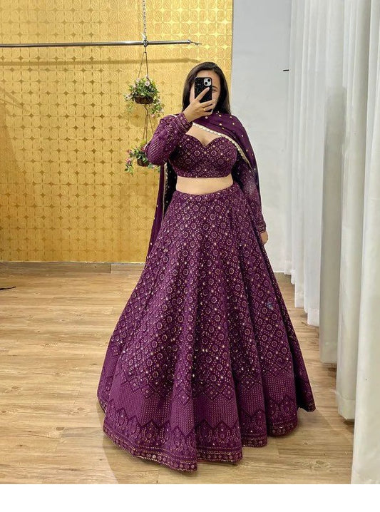 Wine Color Designer Lehenga Choli