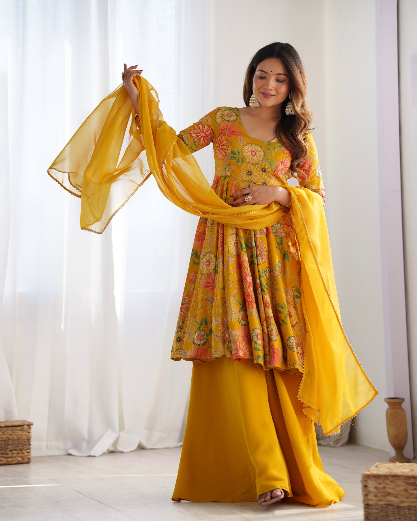 Yellow Color Roman Silk Fully Stitched Wester Suit Set