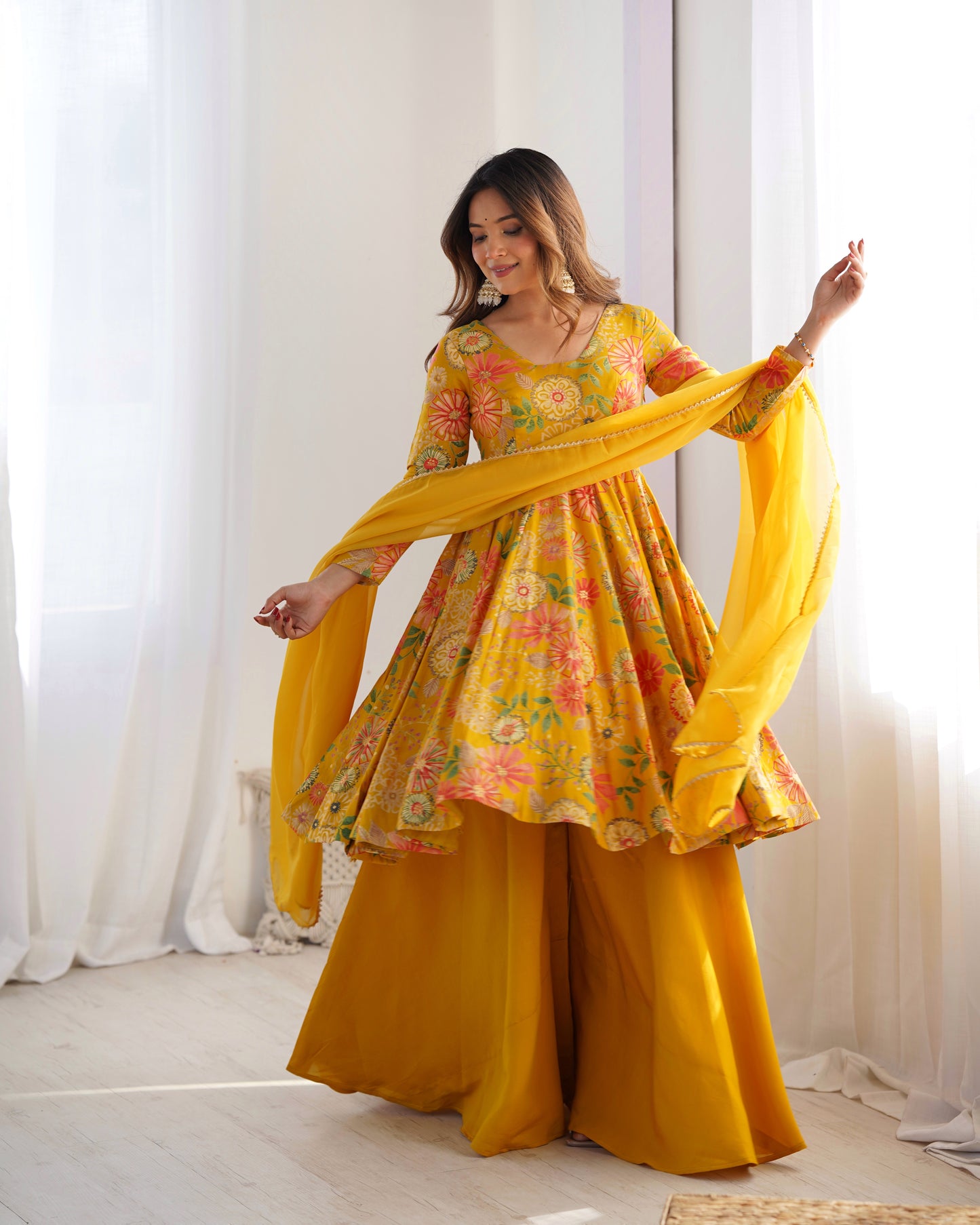 Yellow Color Roman Silk Fully Stitched Wester Suit Set