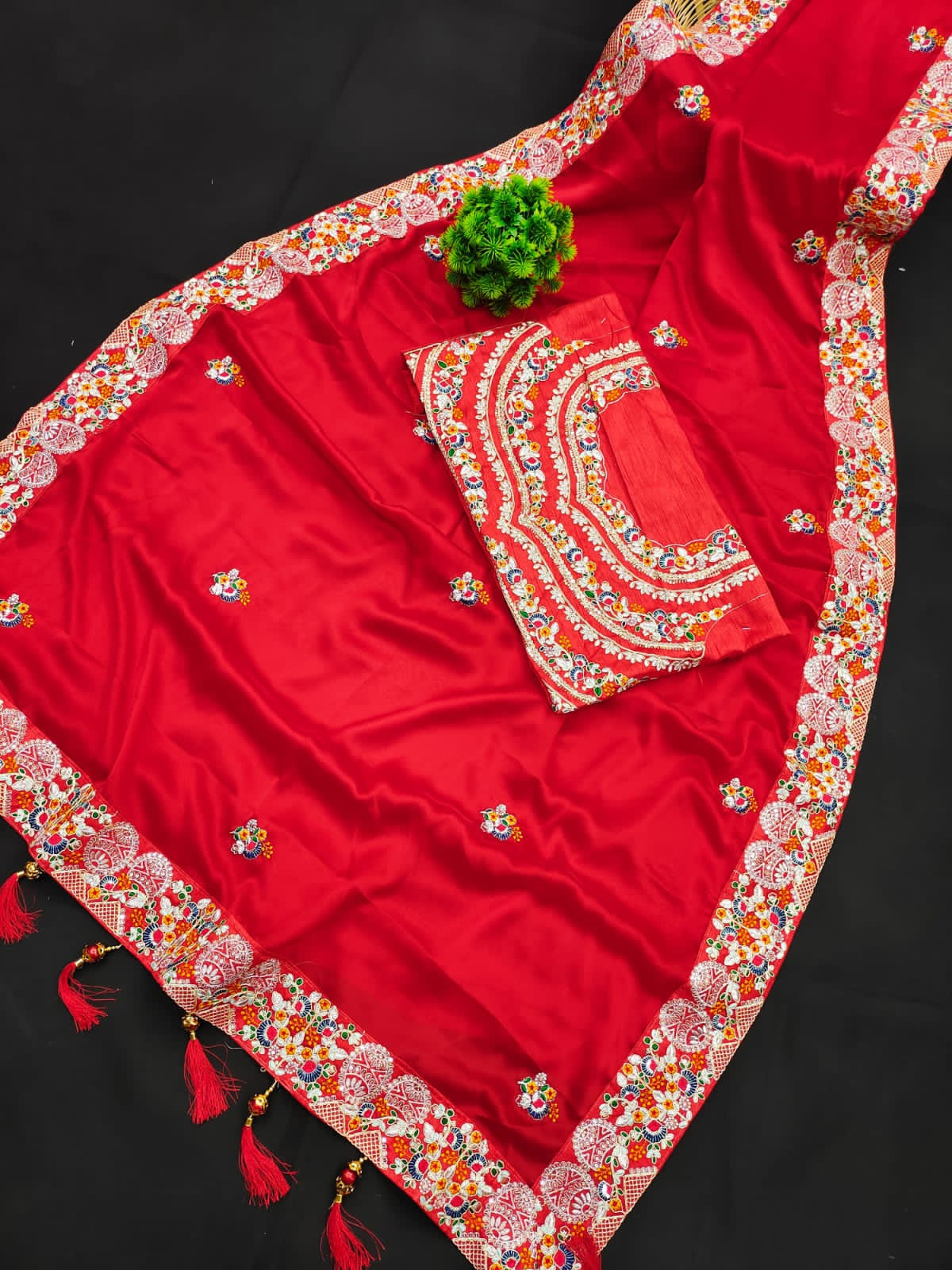 Unique Red Color  Heavy Rangoli Silk  Sequence Embroidery Work Online Saree Blouse For Women