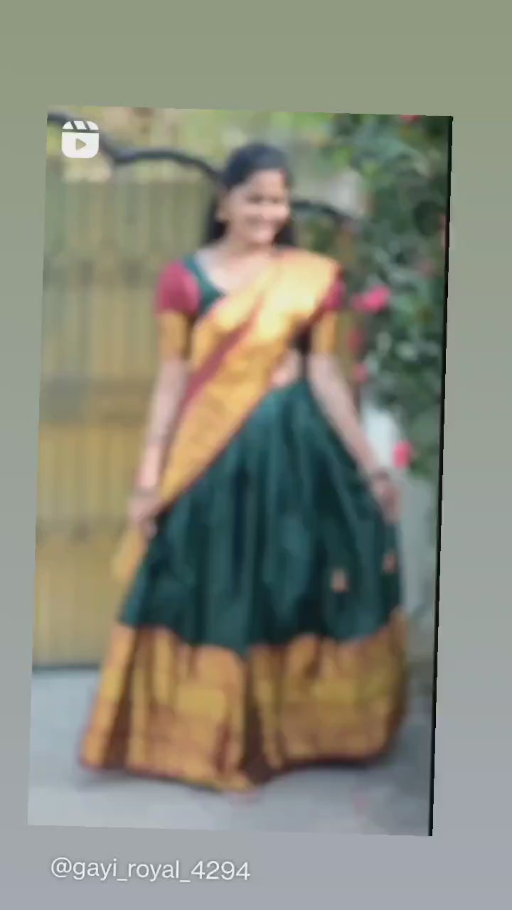 Cream Weaving Banarasi Silk Festival Wear Half Saree Lehenga | Ethnic Plus