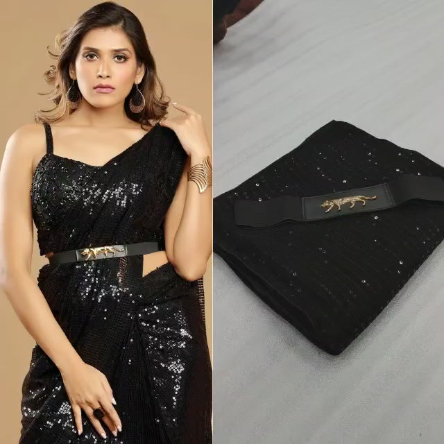 Party Wear Exclusive Bollywood Black Sequins Work Saree, Size: Free at Rs  999/piece in Surat