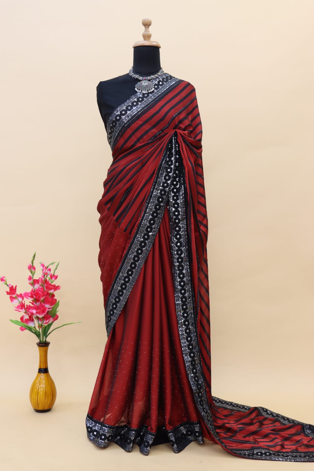 Fashionable Rangoli Silk Laheriya Woven Design With Hotfix Work and sequence Embroidery Work Saree