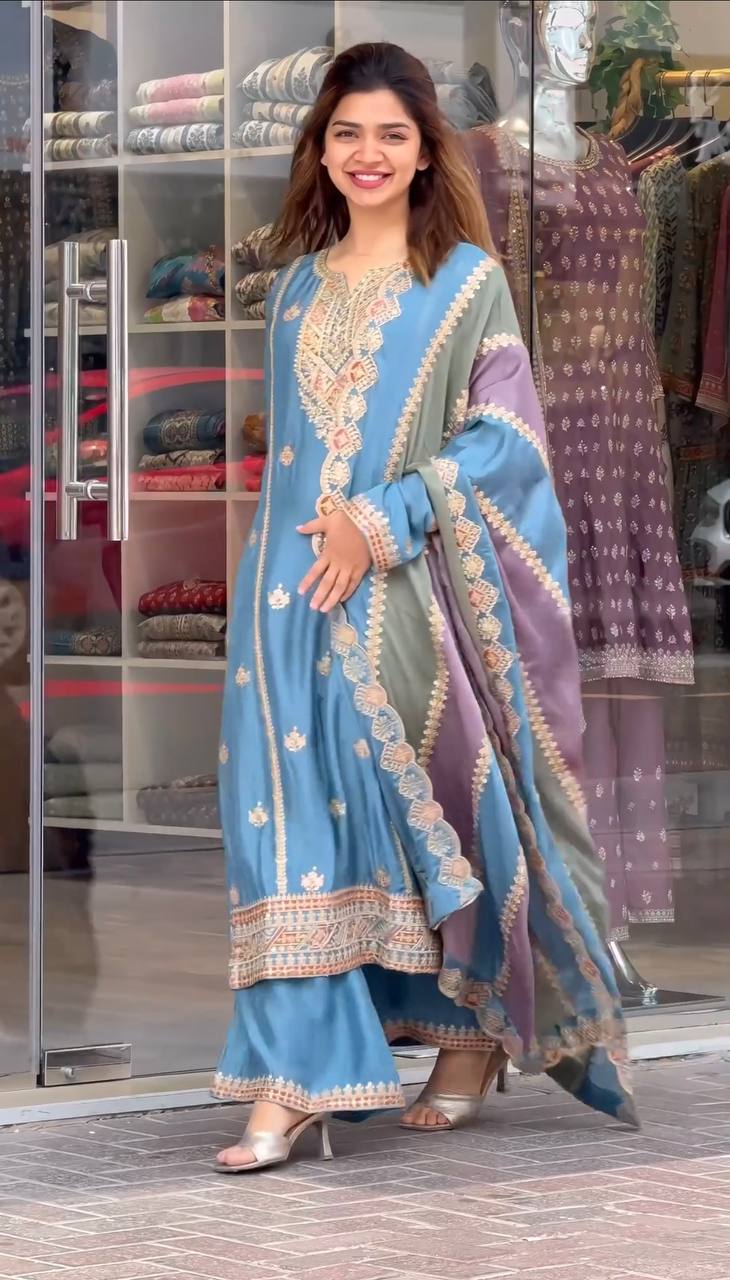 Function Wear Georgette Ready to Wear Plazo Suit Set