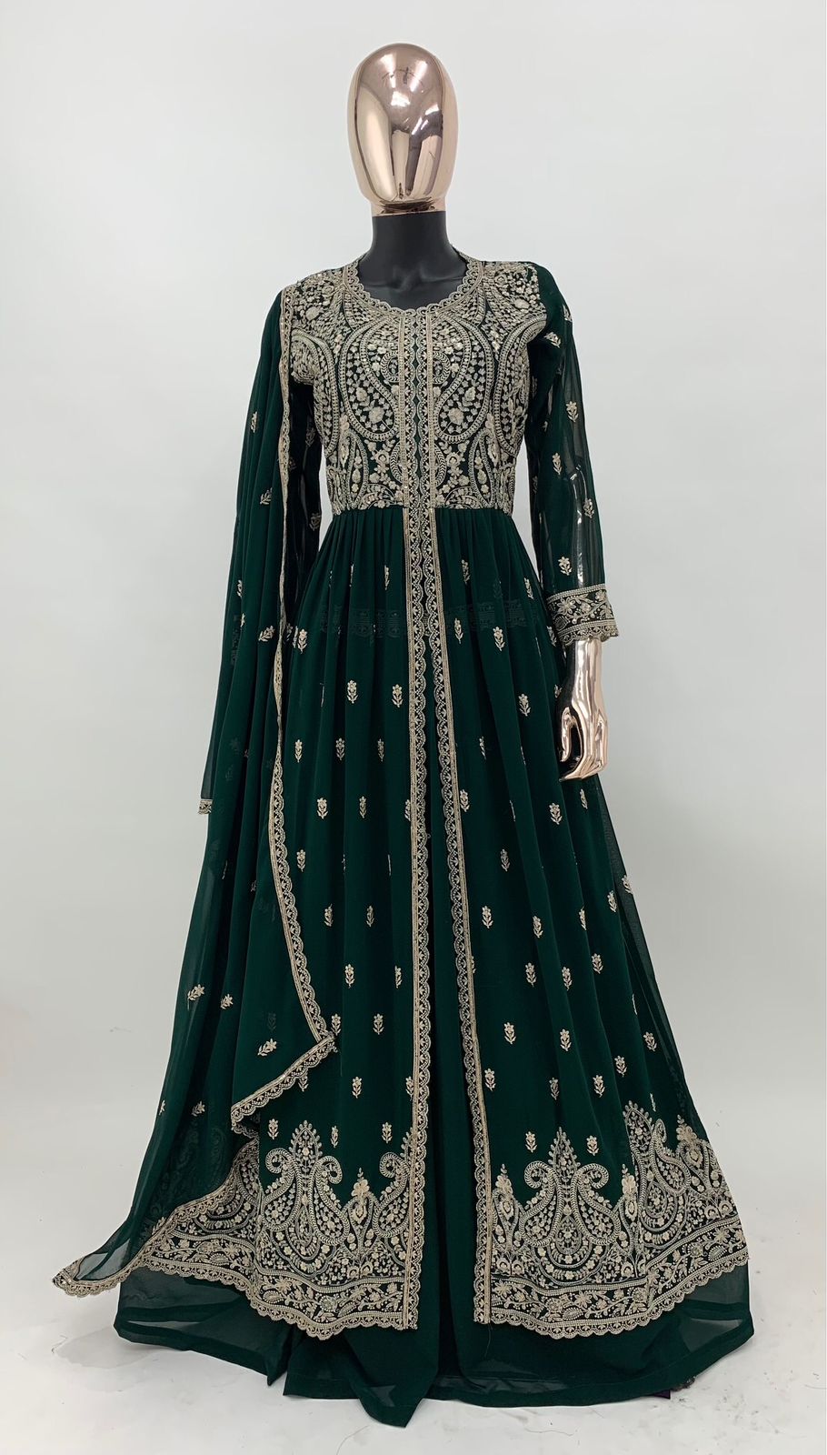 Party Wear Georgette Embroidered Long Anarkali Stitched Suit