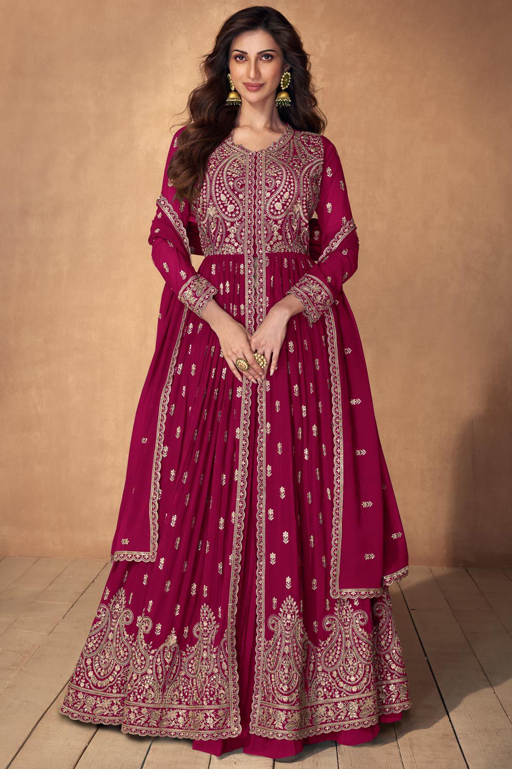Party Wear Georgette Embroidered Long Anarkali Stitched Suit