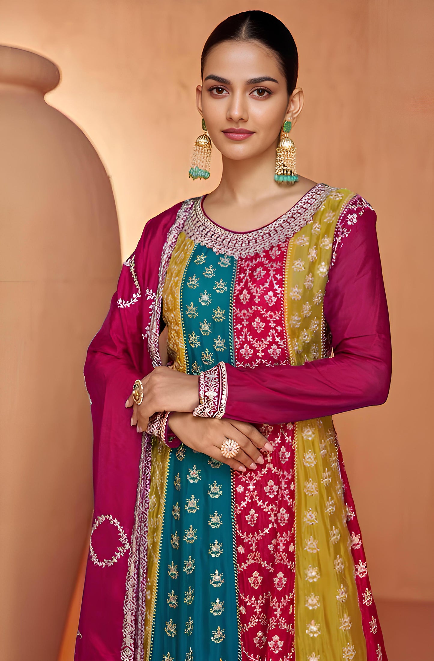 Party Wear Ready to Wear Colorful Sharara Suit