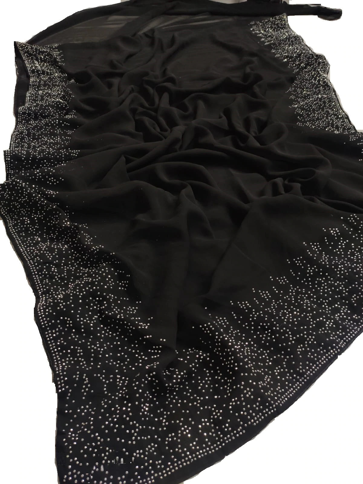 Fancy Fabric Stone Work Traditional Saree in Black