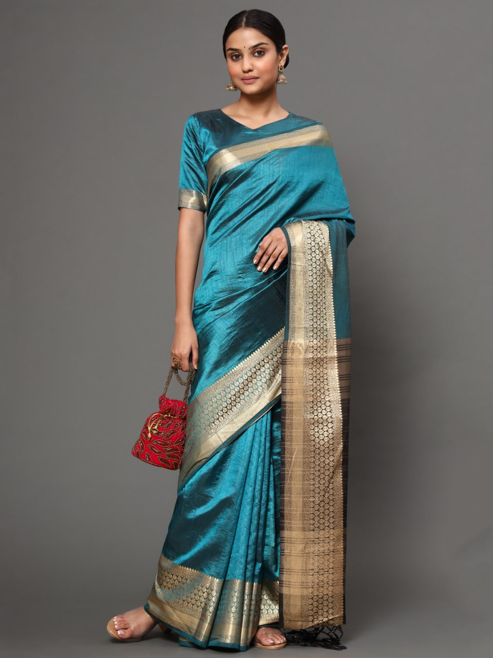 Beautiful Rich Sana Silk Jacquard Designer Saree Blouse