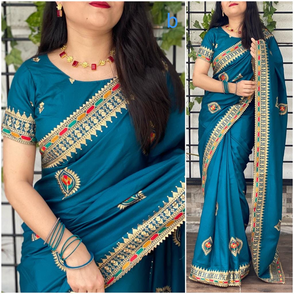 Wedding Wear Simran Silk Thread Emb Work Designer Saree