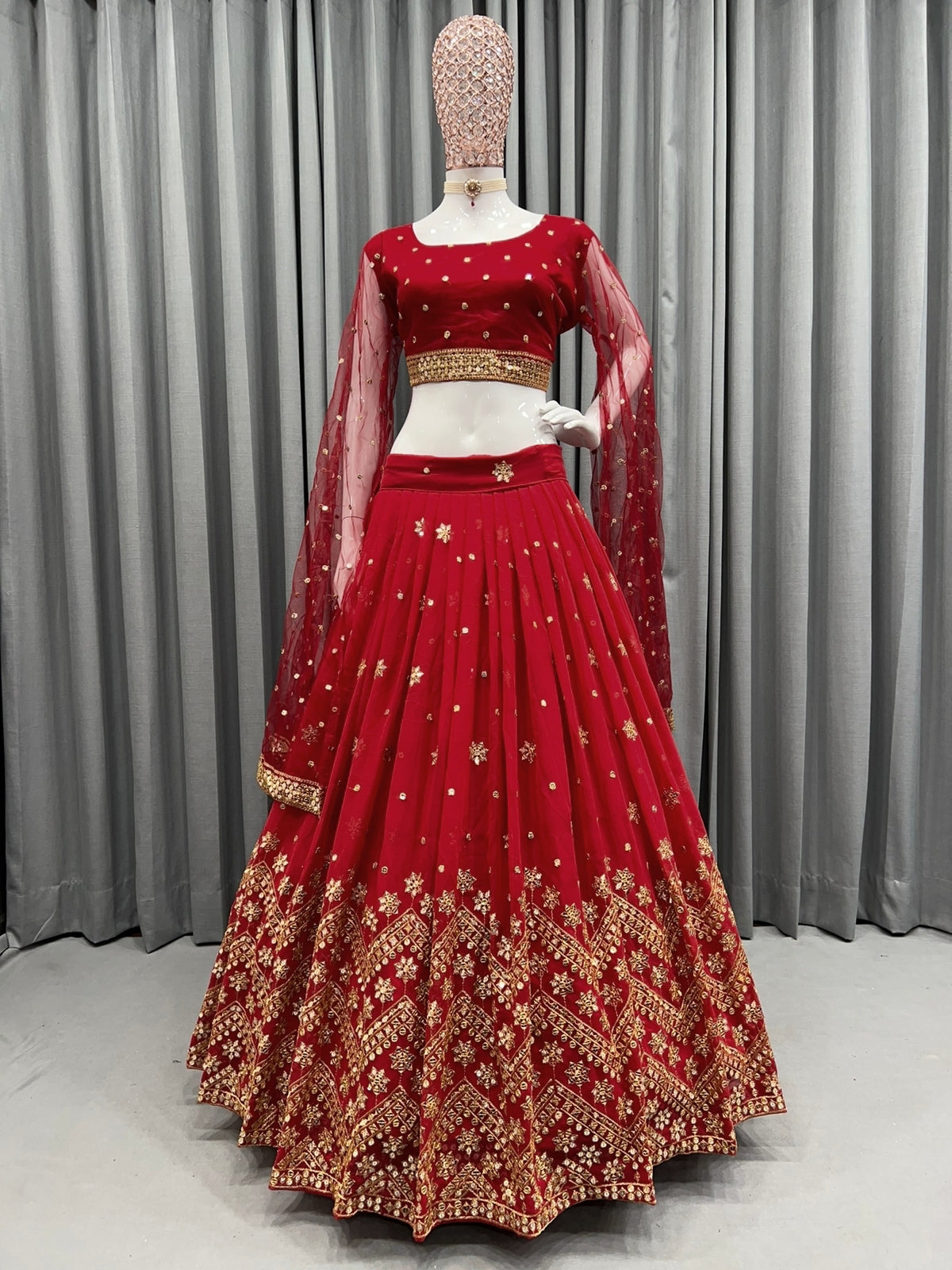 Designer Red Bridal Lehenga Dress for Indian Bridal Wear – Nameera by Farooq