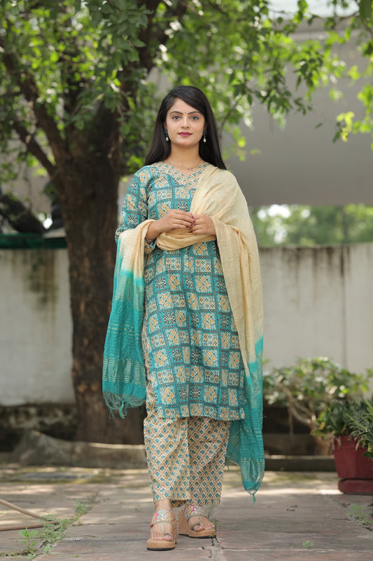 Office Wear Cotton Printed Ready To Wear Salwar Suit For Women