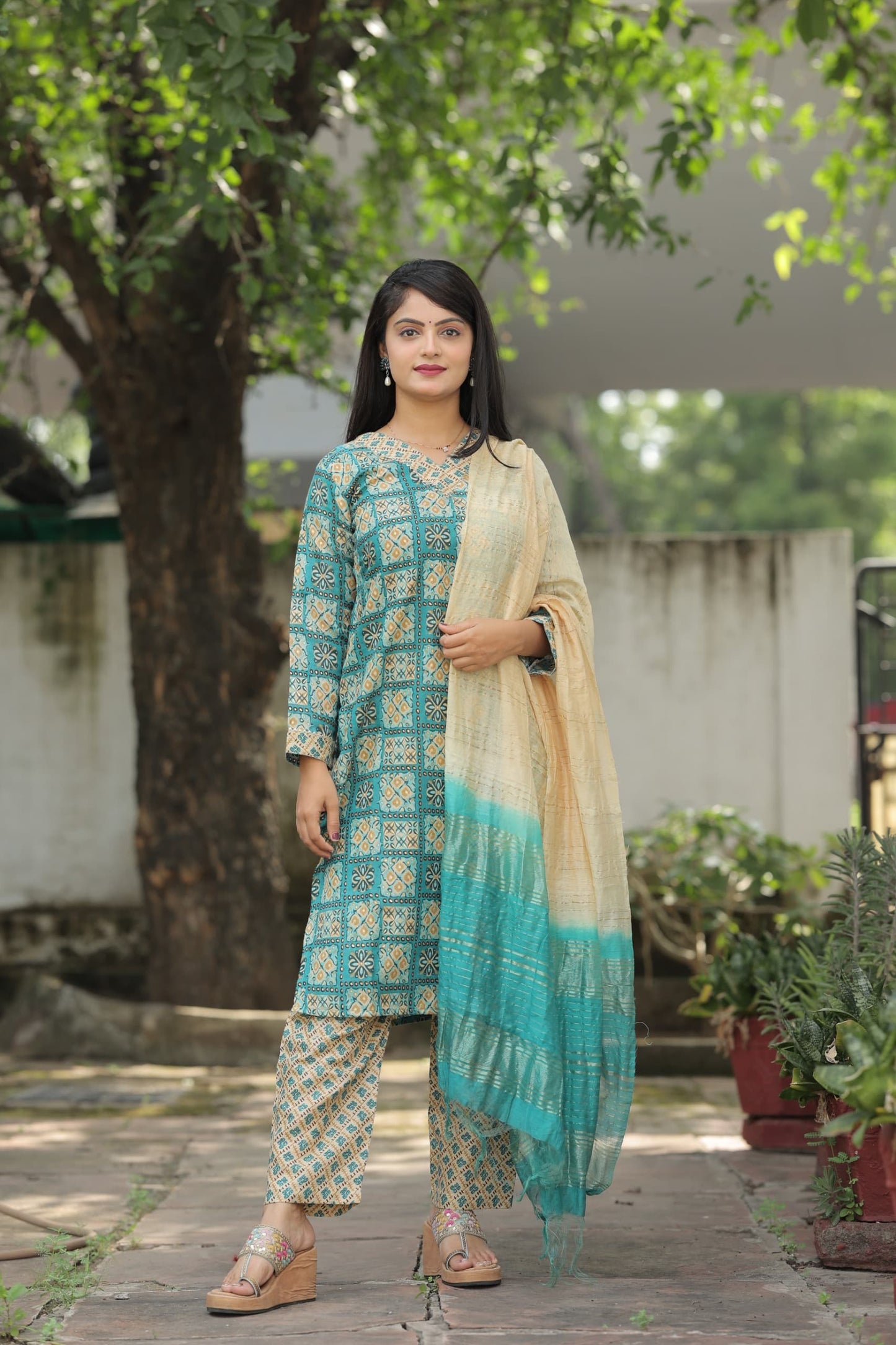 Office Wear Cotton Printed Ready To Wear Salwar Suit For Women