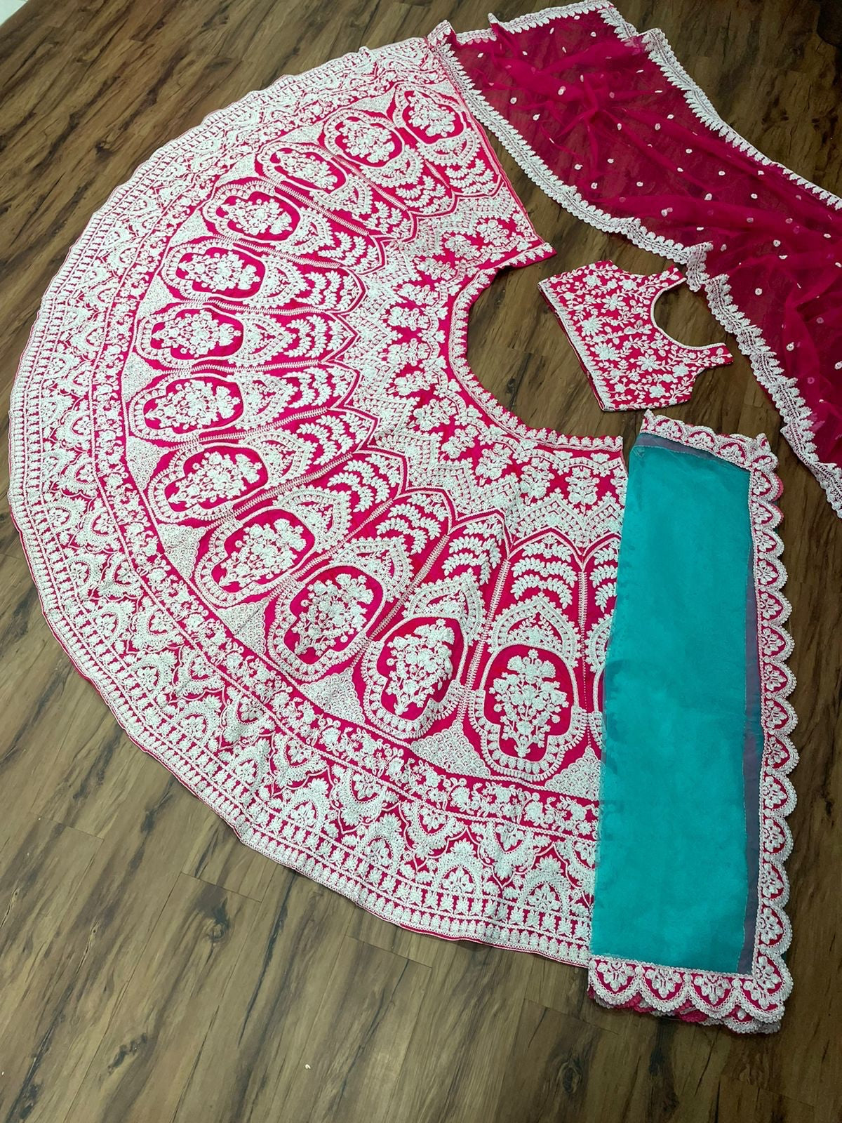 Latest Designer Bridal Wear Rani Pink Color Tapeta Heavy Coading Work Lehenga Choli.