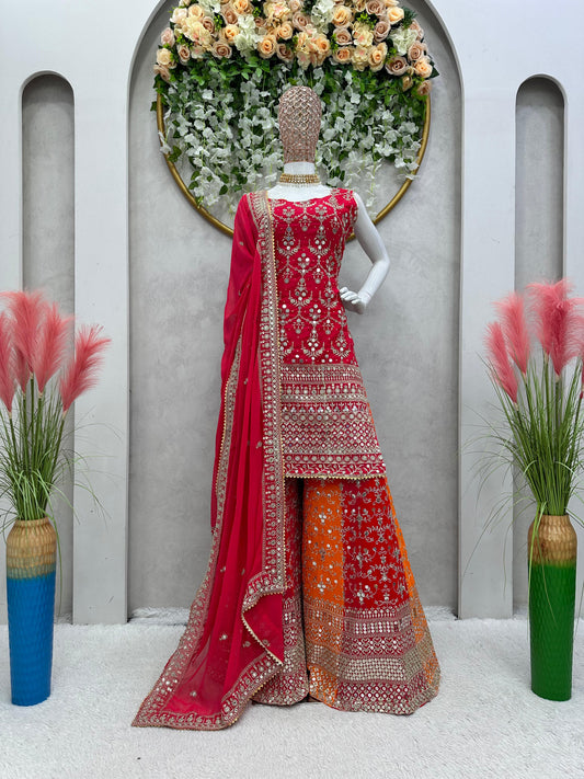 Party Wear Georgette Multicolor Ready to Wear Sharara Suit
