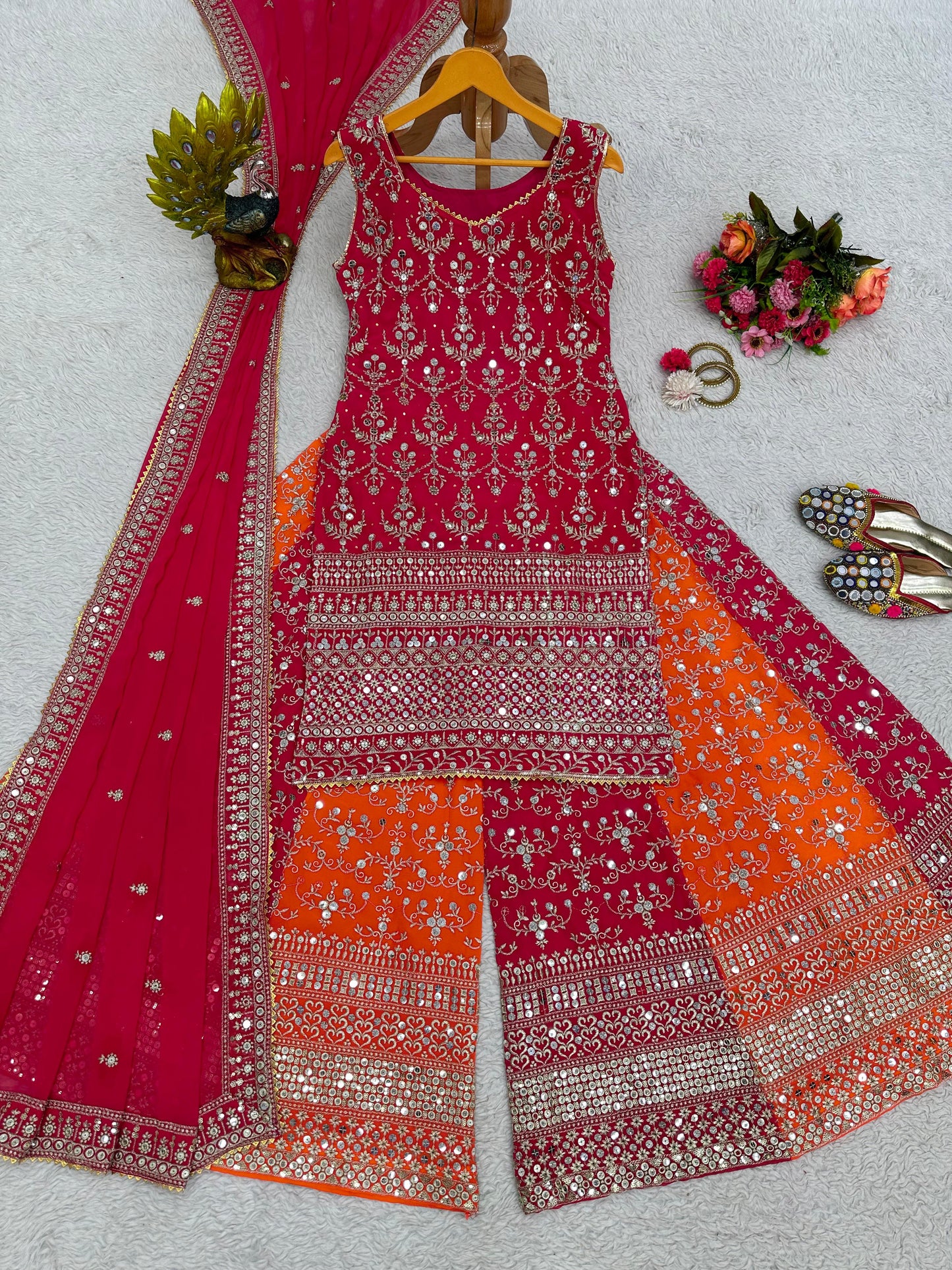 Party Wear Georgette Multicolor Ready to Wear Sharara Suit