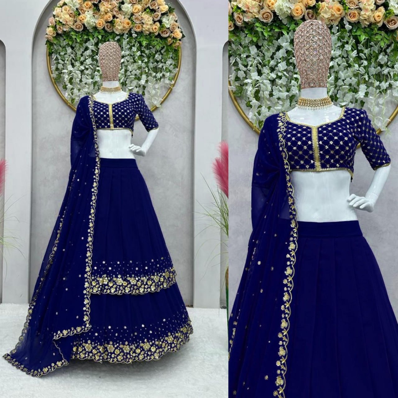 Wedding Wear Double Layer Georgette Lehngha Choli With Duppata For Girls Wear