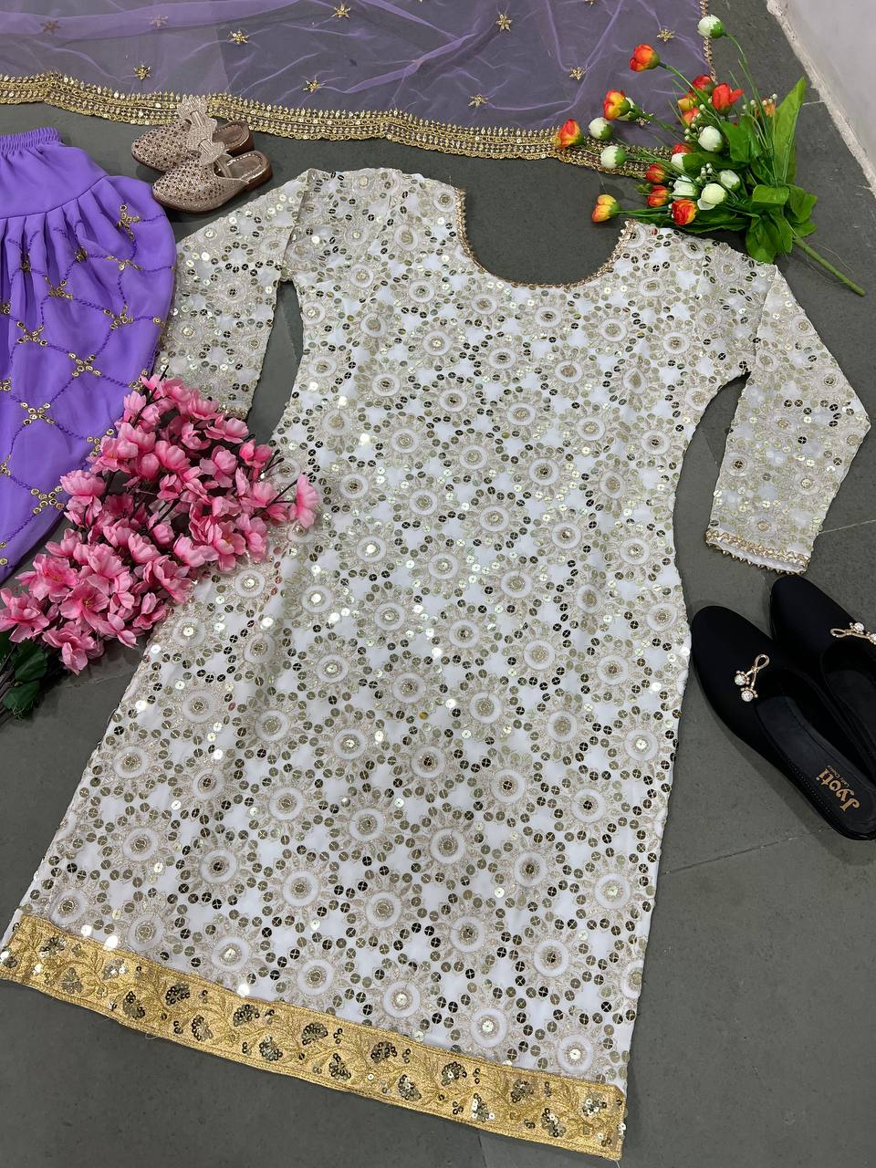 Wonderful Georgette With Heavy Embroidery 9mm Sequence Work Patiyala Suit With Fancy Duppta