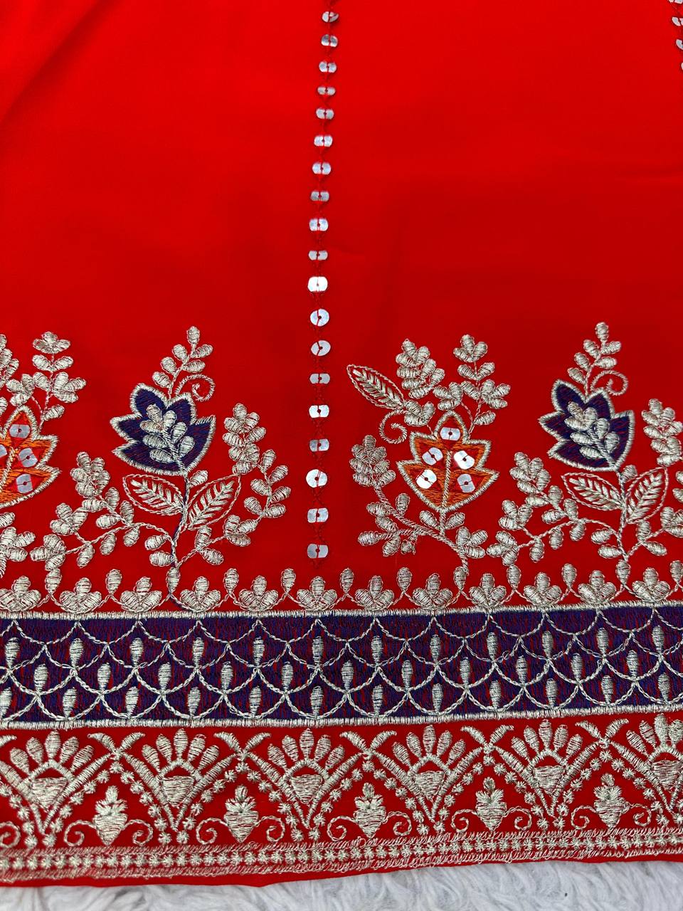 Red Colour Pinted And Embroidary Sequence Worked Stiched Dhoti Suit With Printed Duppta