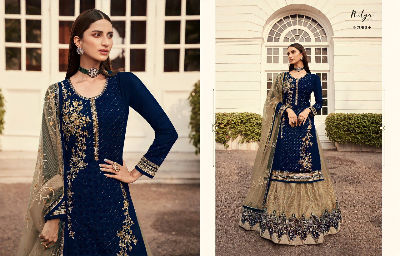 Georgette Embroidary Work Top With Net Embroidary Work Indo Western Suit