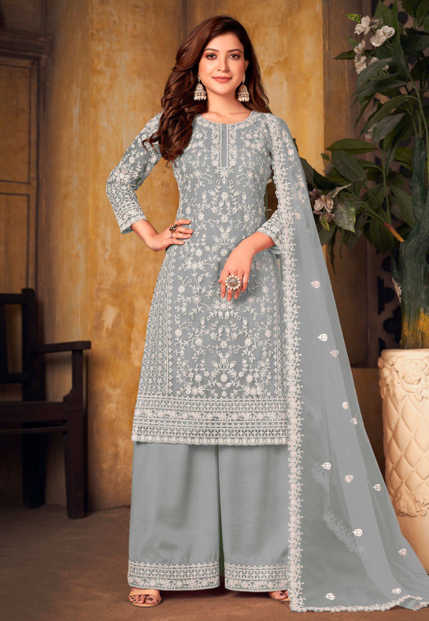 Deasigner Heavy Embroidary Work Net Semi Stiched Salwar Suit