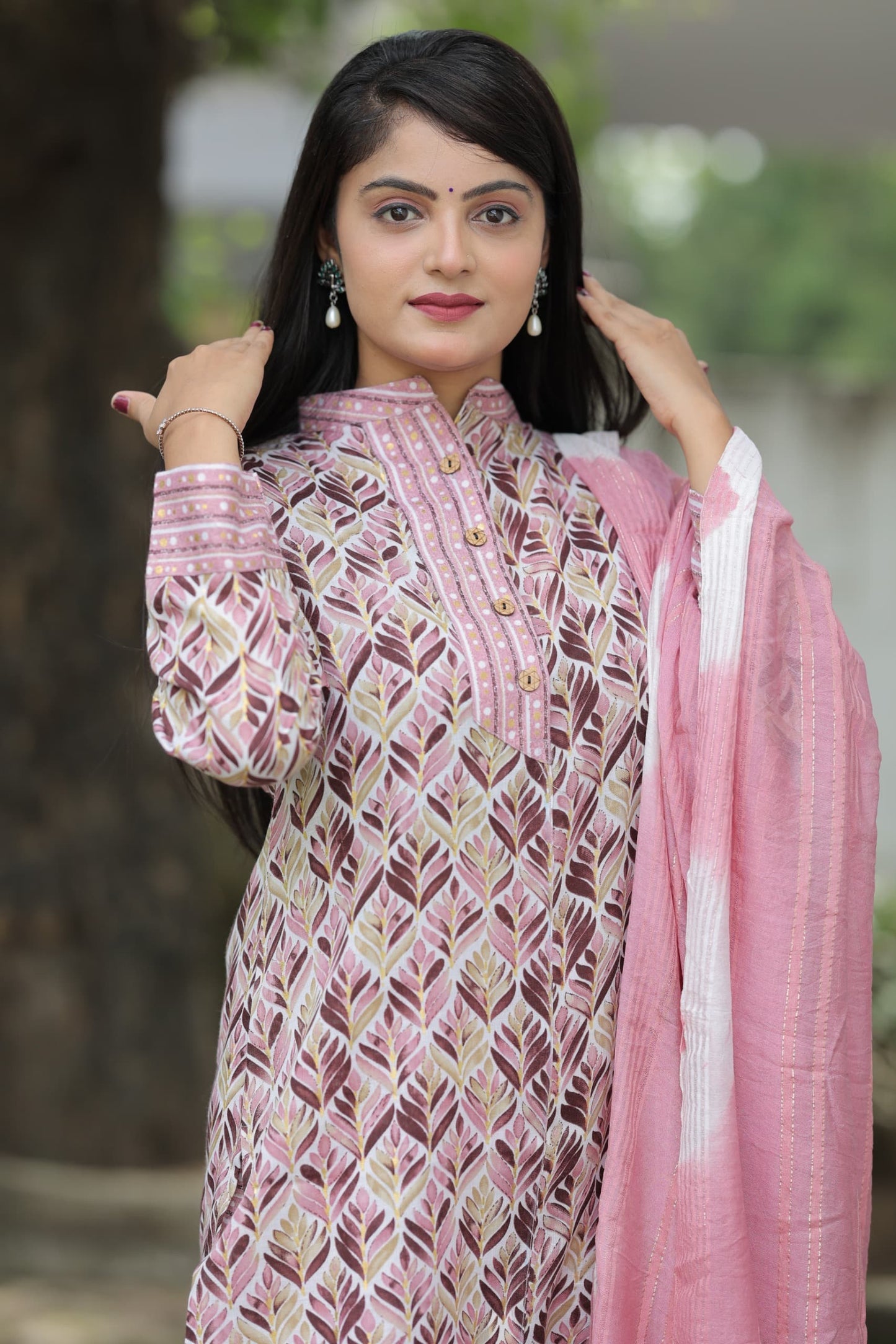 Casual Wear Pink Color Cotton Printed Ready To Wear Salwar Suit